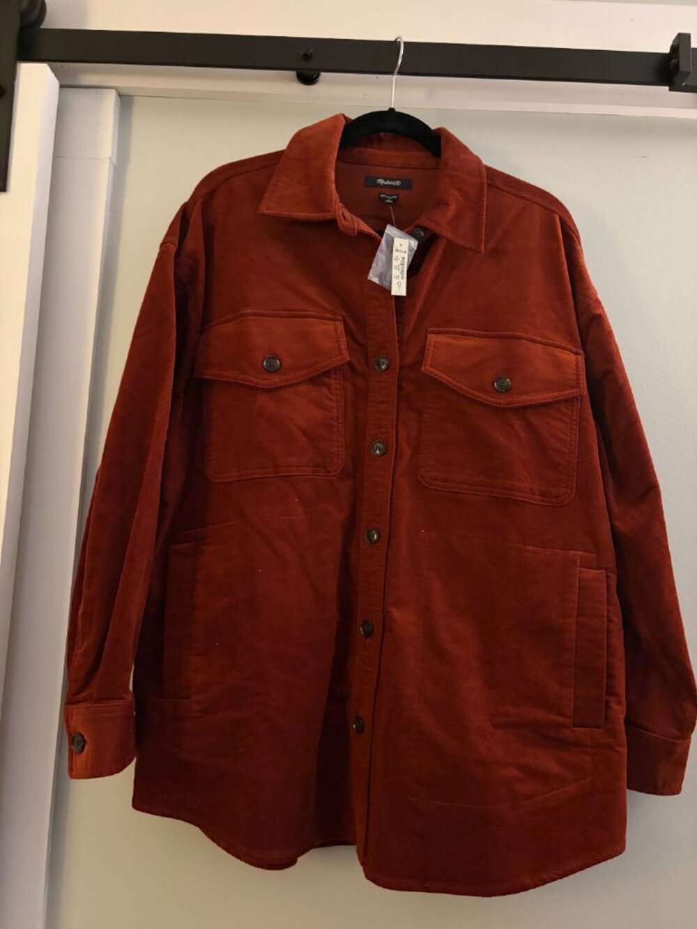 NWT Madewell Corduroy Yorkway Utility Oversized Shacket (size M) in rust/brown
